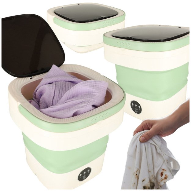 Mini sulankstoma ne&scaron;iojama skalbimo ma&scaron;ina 12L žalia