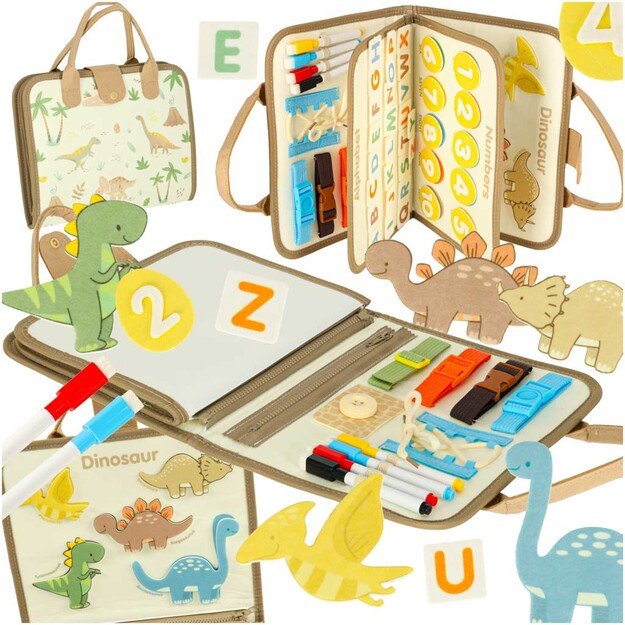 Sensorinė sensorinė montessori manipuliacinė lenta dinozaurų dėklas
