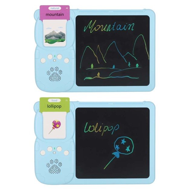 Anglų kalbos žodyno mokymosi kortelių skaitymo kortelė flipchart blue