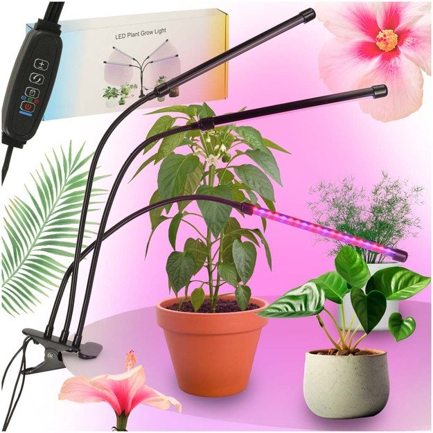 LED augalų augimo lempos skydelis su 3 lemputėmis