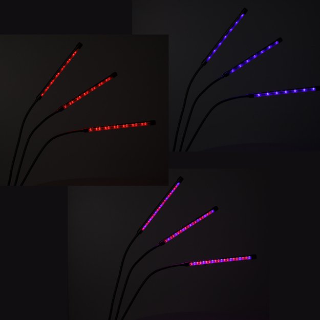 LED augalų augimo lempos skydelis su 3 lemputėmis