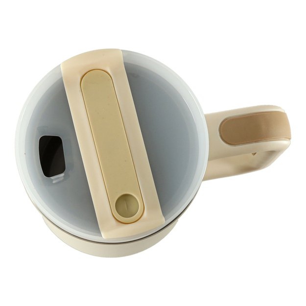 Termo puodelis su &scaron;iaudeliu ir rankenėle termosas 1200ml kreminės spalvos