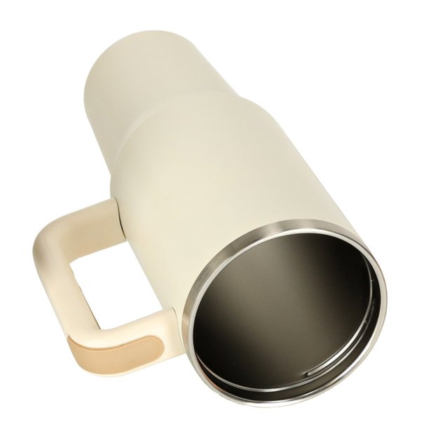 Termo puodelis su &scaron;iaudeliu ir rankenėle termosas 1200ml kreminės spalvos