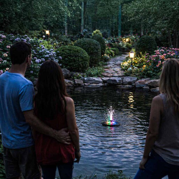 LUARO saulės tvenkinio fontanas sodo plūduriuojantis siurblys LED RGB 16cm