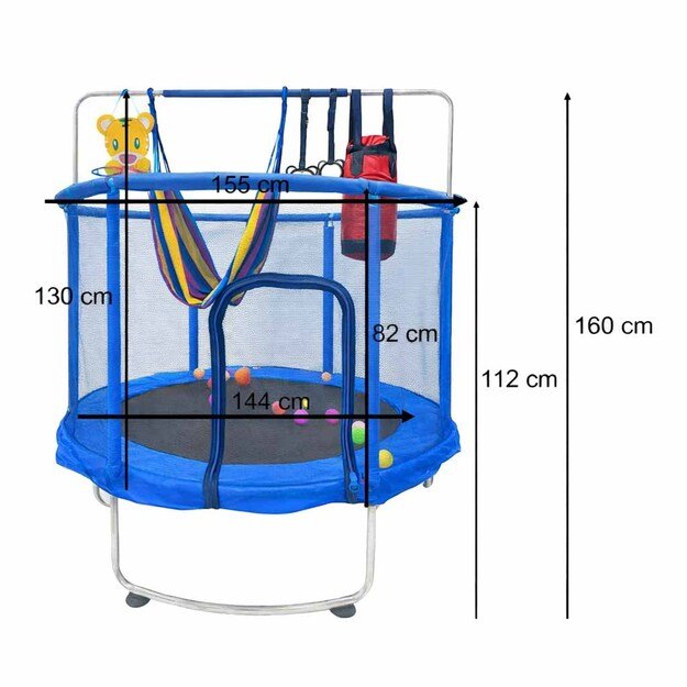 Vaikų batutas sodo kamuolio tinklas krep&scaron;inio kamuolys 155cm mėlynas