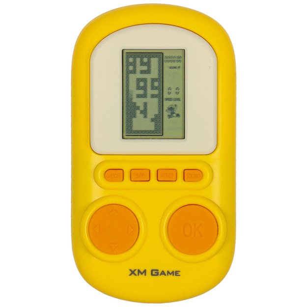 Elektroninis arkadinis žaidimas mini konsolė ne&scaron;iojamas ki&scaron;eninis tetris geltonas
