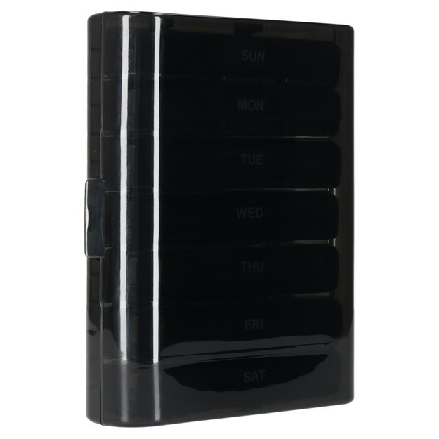 Vaistų tablečių organizatoriaus konteineris juodas