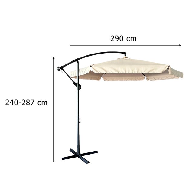Sodo skėtis didelis sulankstomas skėtis su strėle 290cm smėlio spalvos