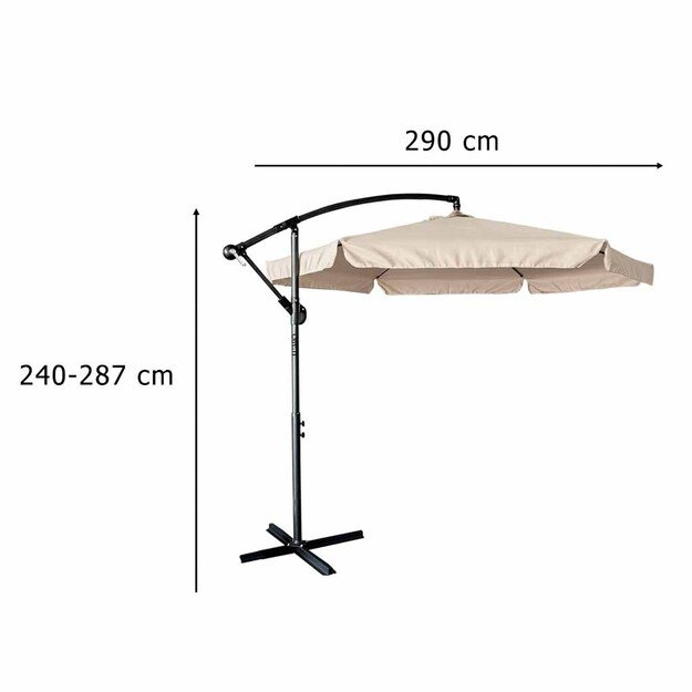 Sodo skėtis didelis sulankstomas skėtis su strėle 290cm smėlio spalvos