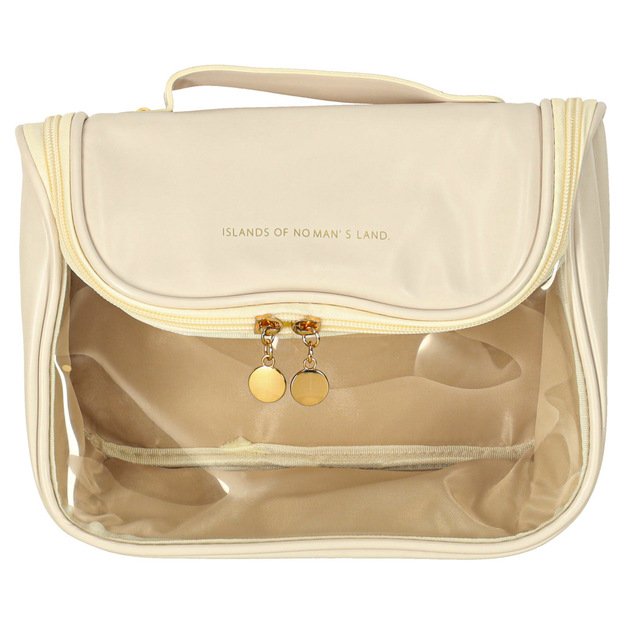 Kelioninis kosmetikos dėklas-organizatorius smėlio spalvos