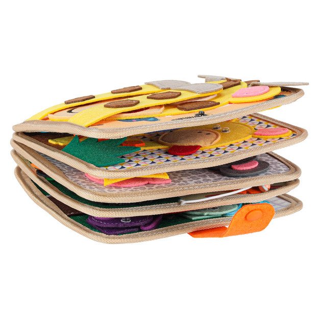 Sensorinė mokomoji 3D veltinio manipuliatyvi knygelė su judančiomis dalimis žirafa