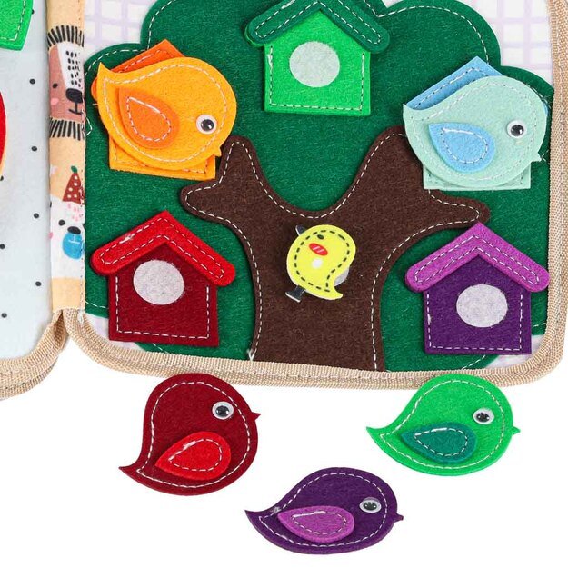 Sensorinė mokomoji 3D veltinio manipuliatyvi knygelė su judančiomis dalimis žirafa