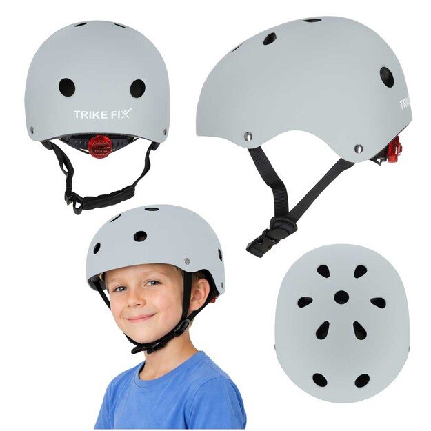 Trike Fix vaiki&scaron;kas dviratininko &scaron;almas reguliuojamas LED M 55-58cm tamsiai pilkas