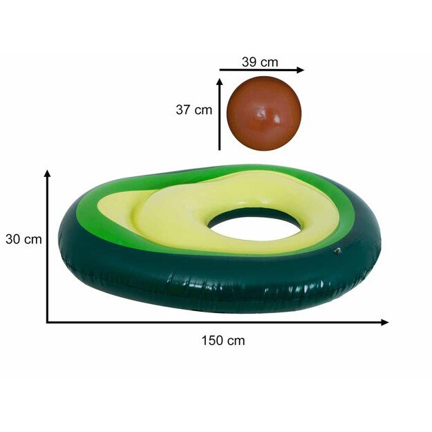 Pripučiamas plaukimo čiužinys su avokado kamuoliu su sėklomis 150 cm XL