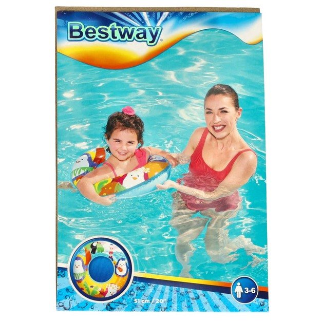 BESTWAY 36113 Pripučiamas ratas 51cm pingvinai