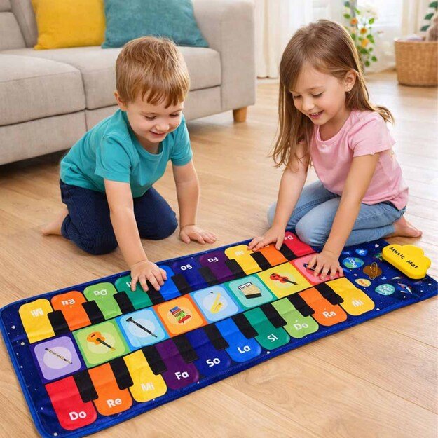 &Scaron;okių kilimėlis vaikams interaktyvus muzikinis 8 instrumentai 10 melodijų