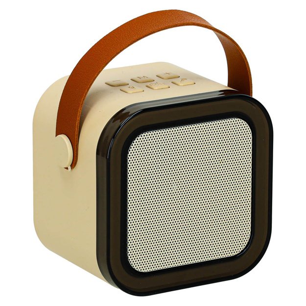 Karaokės rinkinys 2 mikrofonai + ne&scaron;iojamas garsiakalbis BLUETOOTH USB LED smėlio spalvos