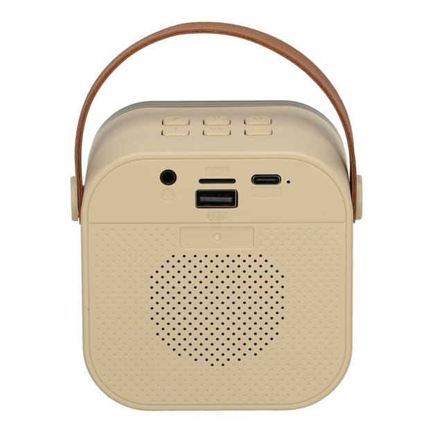 Karaokės rinkinys 2 mikrofonai + ne&scaron;iojamas garsiakalbis BLUETOOTH USB LED smėlio spalvos