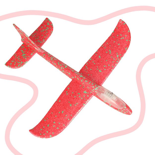 Skraidyklė lėktuvas iš putų polistirolo 8LED 48x47cm raudona