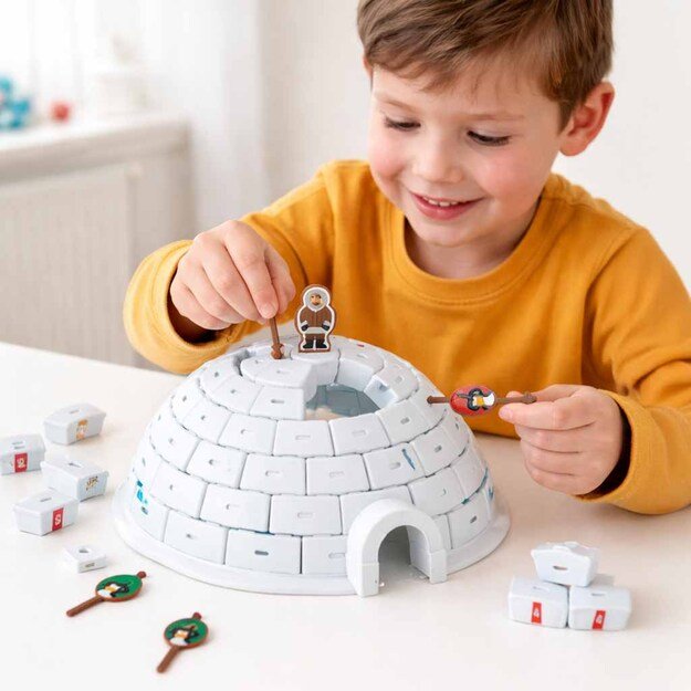 Įgūdžių žaidimas statyti iglu pingvinus