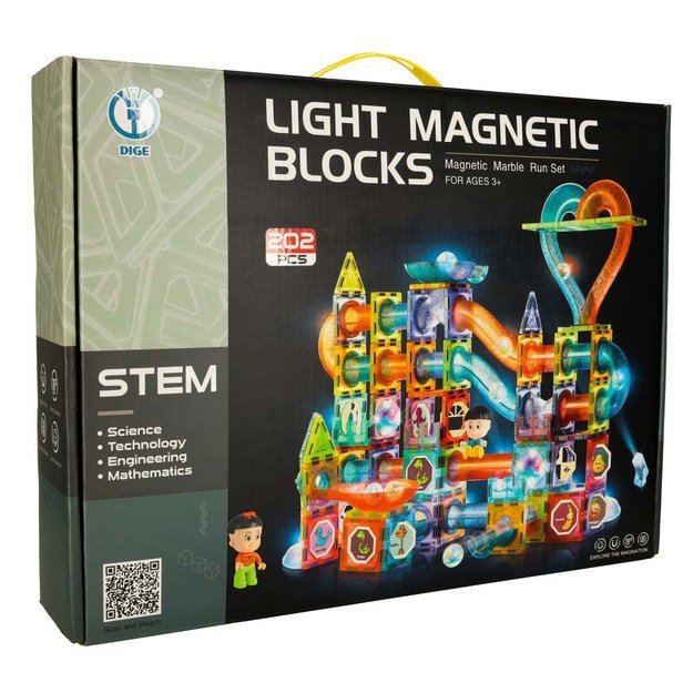 Magnetinis marmuro rutuliukų takelis &scaron;viečiantis 202 vnt.