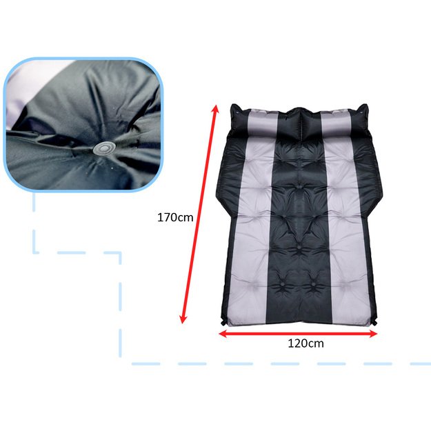 Pripučiamas čiužinys automobilinė lova 180x120cm juodas