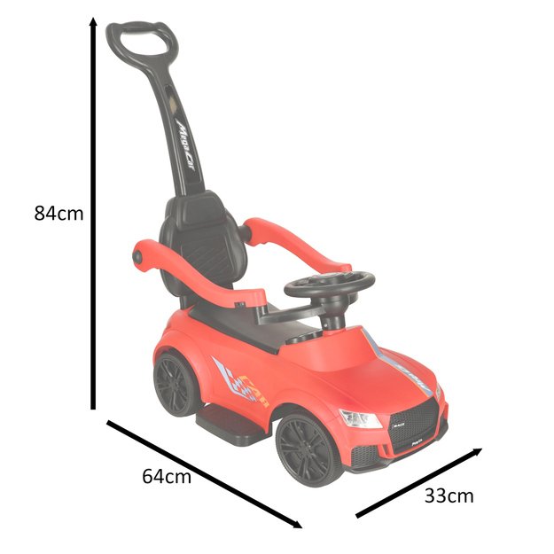 Paspiriamas stumiamas automobilis mašinėlė 3 viename  su garsu, šviesomis, raudona spalva