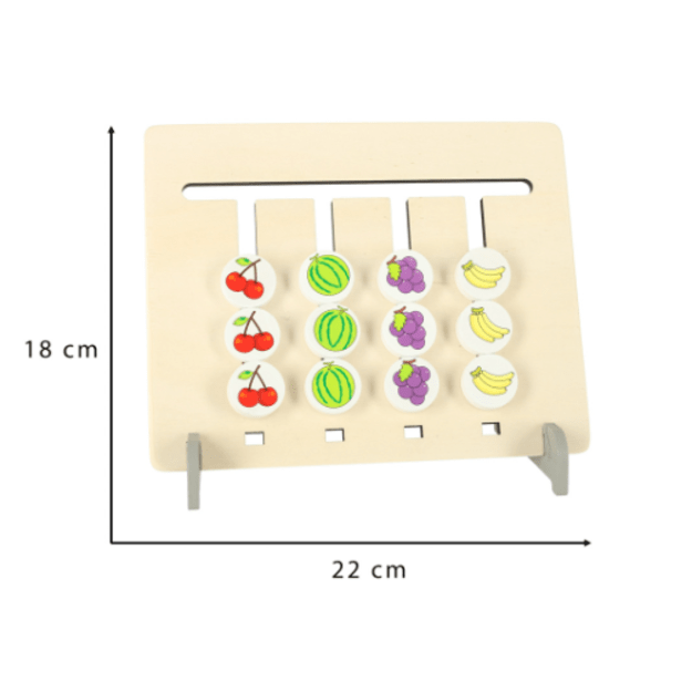 Montessori medinis lavinamasis žaislas - sudėliok spalvas arba vaisius