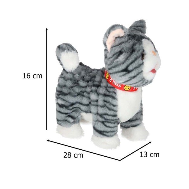 Interaktyvi katė ant pavadėlio miauksi vaik&scaron;to vizgina uodegą vizgina pilką