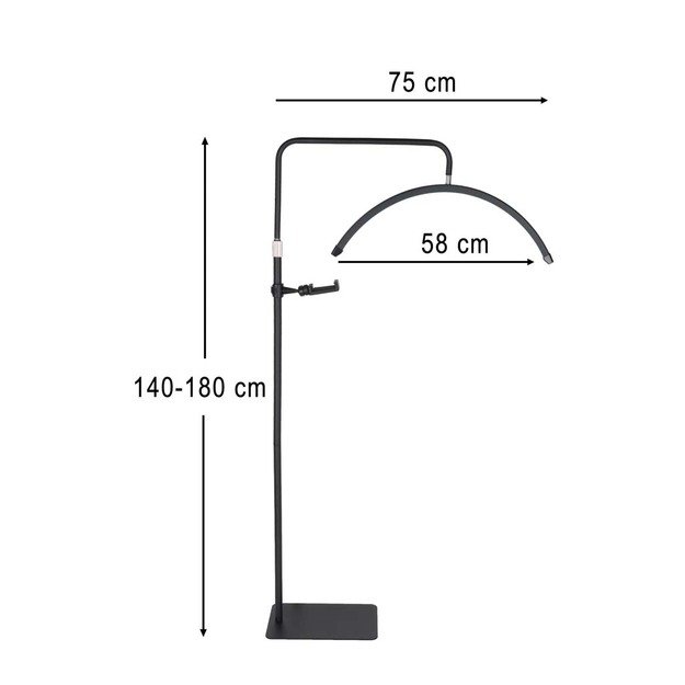 Blakstienų priauginimo lempa LED 36W reguliuojama kosmetikos be &scaron;e&scaron;ėlių lanko juoda