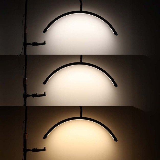 Blakstienų priauginimo lempa LED 36W reguliuojama kosmetikos be &scaron;e&scaron;ėlių lanko juoda