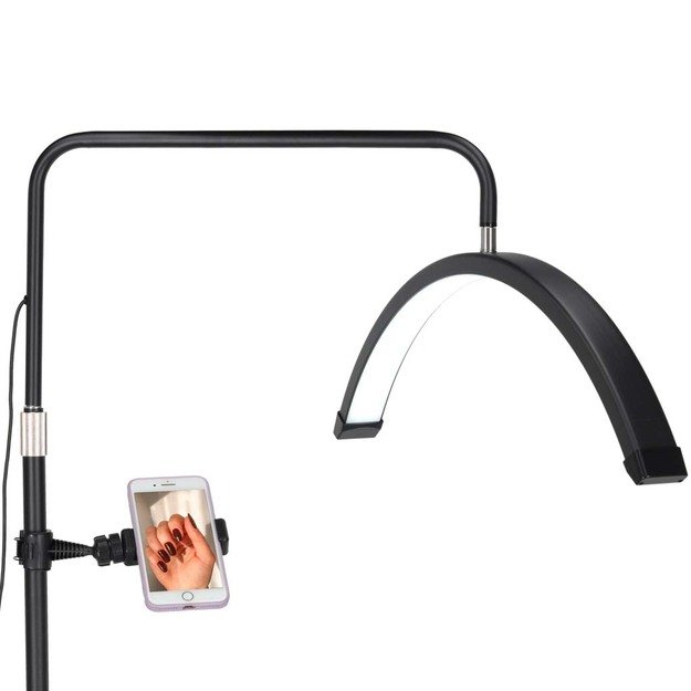 Blakstienų priauginimo lempa LED 36W reguliuojama kosmetikos be &scaron;e&scaron;ėlių lanko juoda