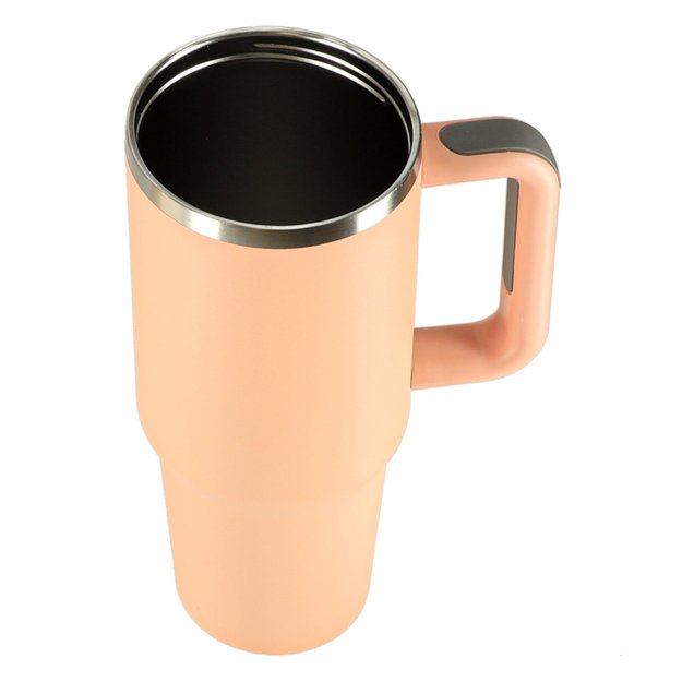 Termo puodelis su &scaron;iaudeliu ir rankenėle termosas 1200ml pudros rožinės spalvos