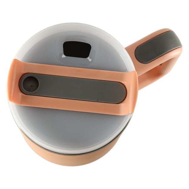 Termo puodelis su &scaron;iaudeliu ir rankenėle termosas 1200ml pudros rožinės spalvos