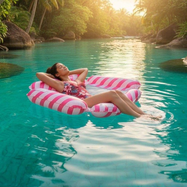 Pripučiamas paplūdimio čiužinys hamakas vandens gulto kėdė baseinas rožinė