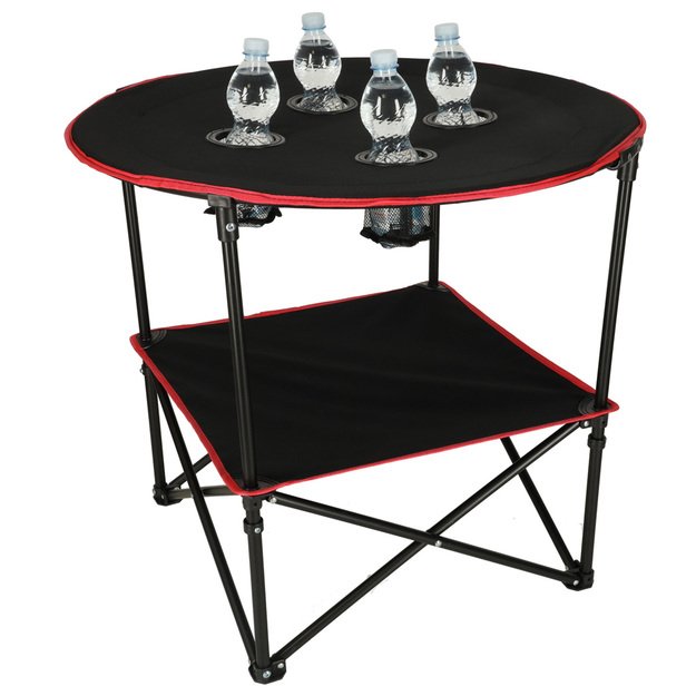 Kelioninis sulankstomas stalas su dangčiu juodas