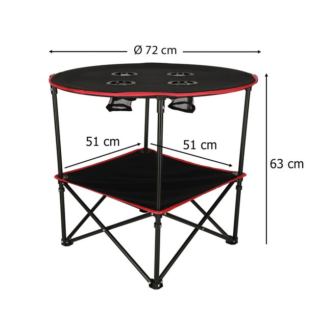 Kelioninis sulankstomas stalas su dangčiu juodas