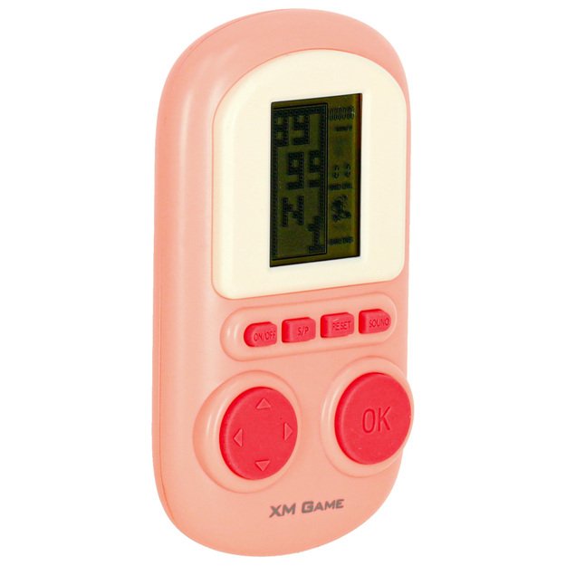 Elektroninis arkadinis žaidimas mini konsolė ne&scaron;iojamas ki&scaron;eninis tetris rožinis