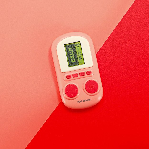 Elektroninis arkadinis žaidimas mini konsolė ne&scaron;iojamas ki&scaron;eninis tetris rožinis