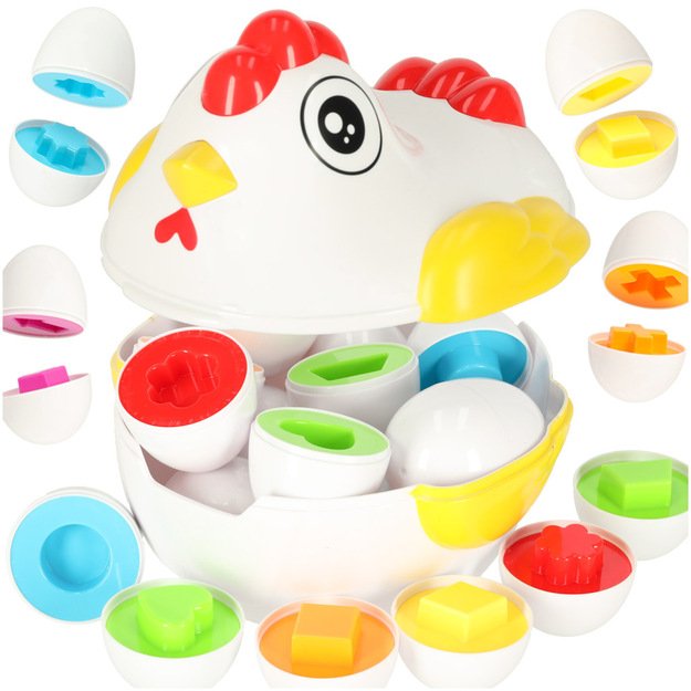 Mokomoji dėlionė rū&scaron;iuoklė, atitinkanti figūras, kiau&scaron;iniai 12 vnt. vi&scaron;ta