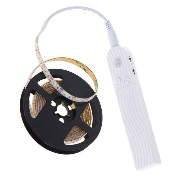 USB baterija maitinamas judesio detektorius LED juosta 2M &scaron;altai baltos spalvos