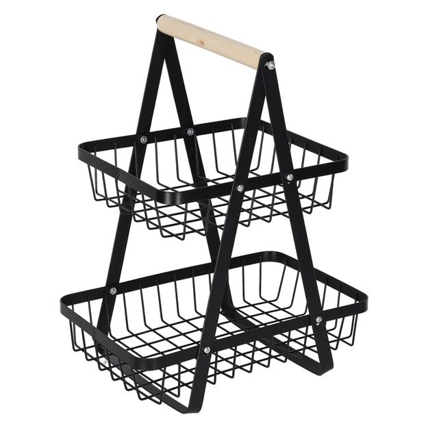 Dviejų auk&scaron;tų vaisių krep&scaron;elis metalas medis