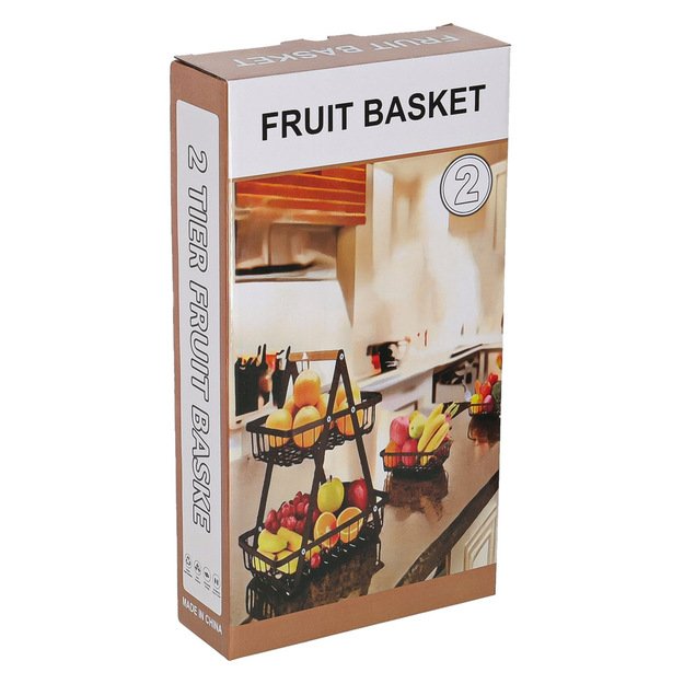 Dviejų auk&scaron;tų vaisių krep&scaron;elis metalas medis