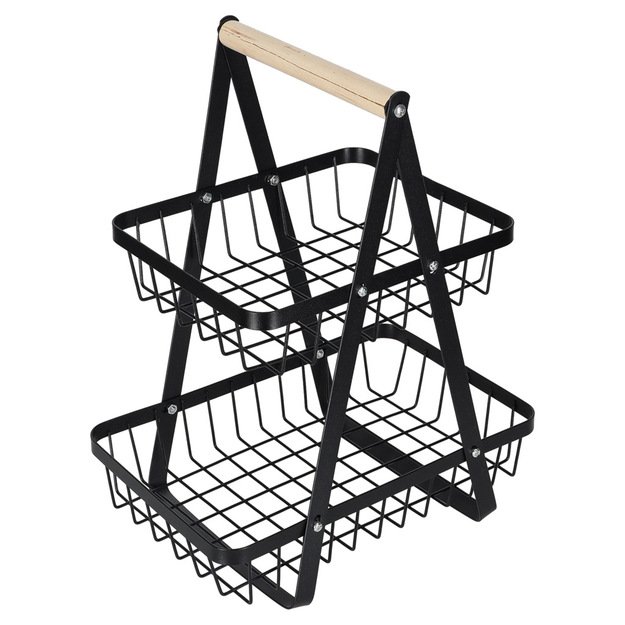 Dviejų auk&scaron;tų vaisių krep&scaron;elis metalas medis