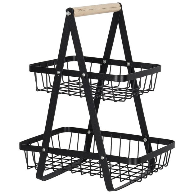 Dviejų auk&scaron;tų vaisių krep&scaron;elis metalas medis