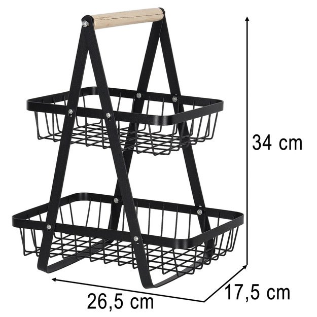 Dviejų auk&scaron;tų vaisių krep&scaron;elis metalas medis