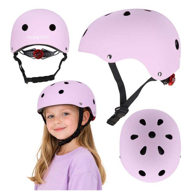 Trike Fix vaiki&scaron;kas dviratininko &scaron;almas reguliuojamas LED M 55-58cm violetinės spalvos