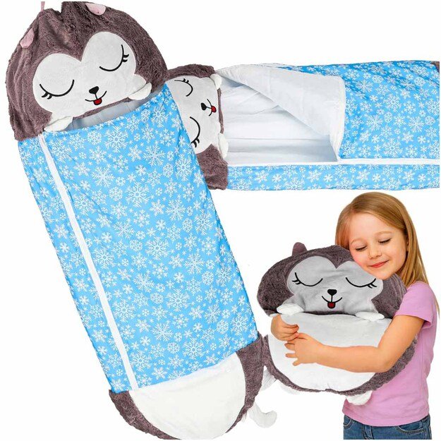 Vaiki&scaron;kas miegmai&scaron;is turistinė pagalvė 2in1 135x50cm mėlyna