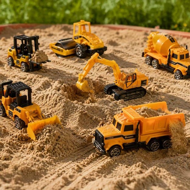 Statybinių ma&scaron;inų automobilių rinkinys i&scaron; 6 dalių