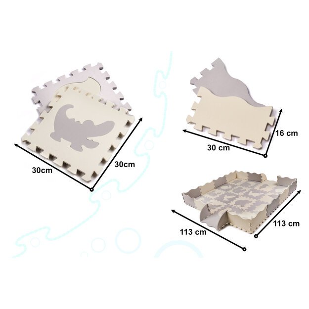 Vaikų, kūdikių žaidimų kilimėlis/ Vaikiškas kilimėlis iš putplasčio 36el. pilka